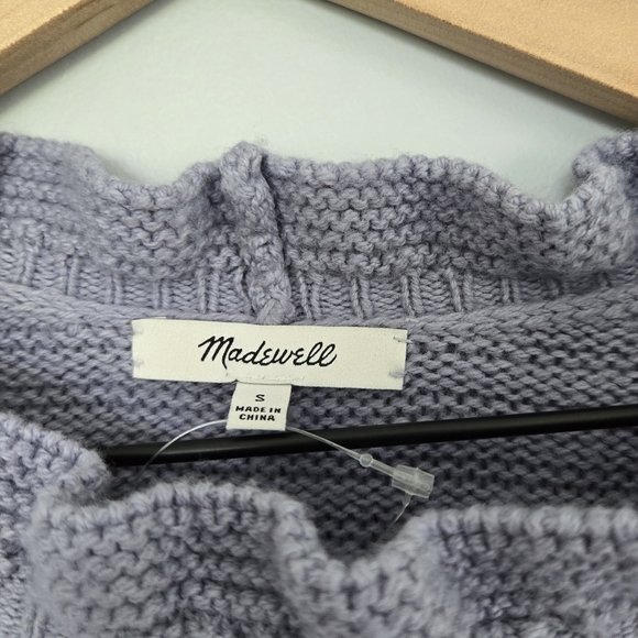 Madewell  Ruffle Neck Pullover Sweater in Cotton-Merino dusk peri size Sz Small - Picture 5 of 7